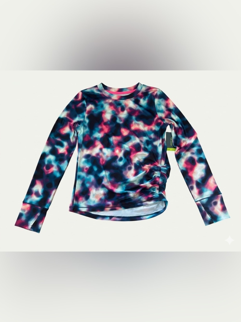 Tek Gear® Soft Tek Ruched Tie Dye Long Sleeve Tee Girls XL (14/16) - Picture 2 of 6